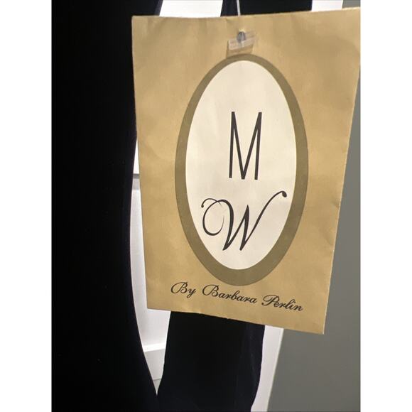 M W By Barbara Perlin Navy Velvet Young Ladies Dress, Size 16p - Picture 3 of 6